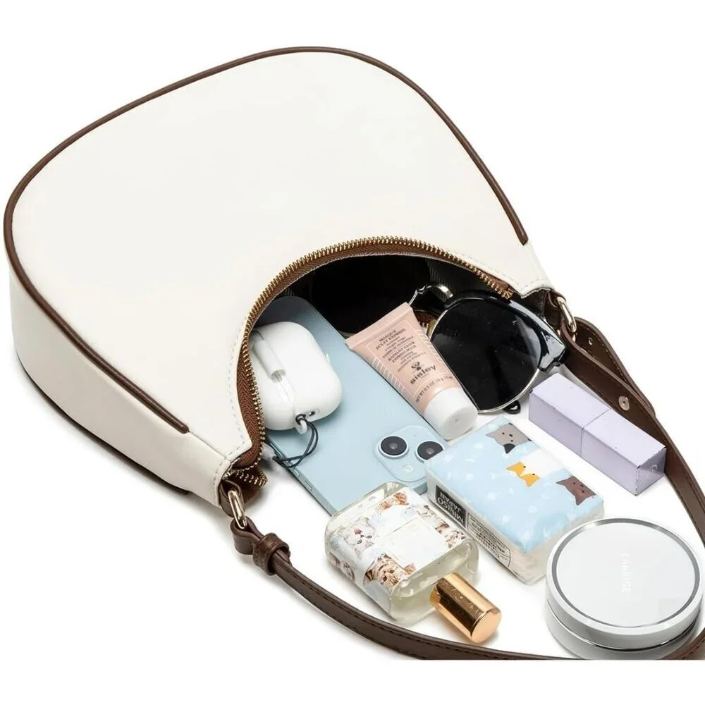 Crescent Shoulder Bag PU Leather Mini Clutch for Women Travel Casual